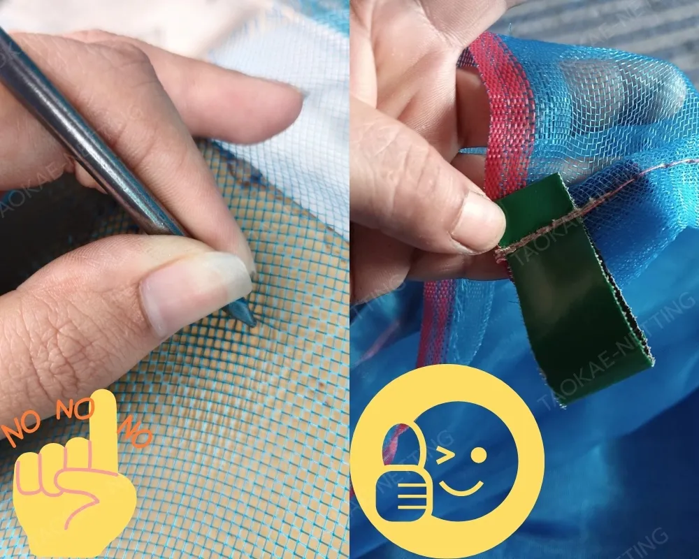 ติดตั้งมุ้งไนล่อนฟ้า - ห้ามเจาะรูบนผืนมุ้งโดยตรง