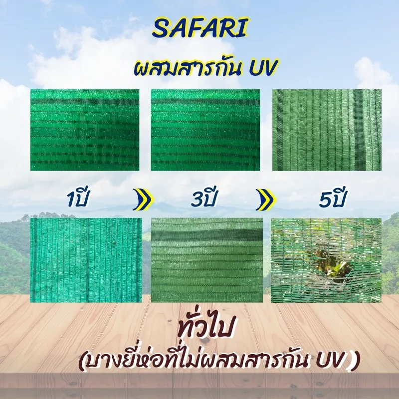 อายุการใช้งานของ สแลน SAFARI ที่ผสม UV